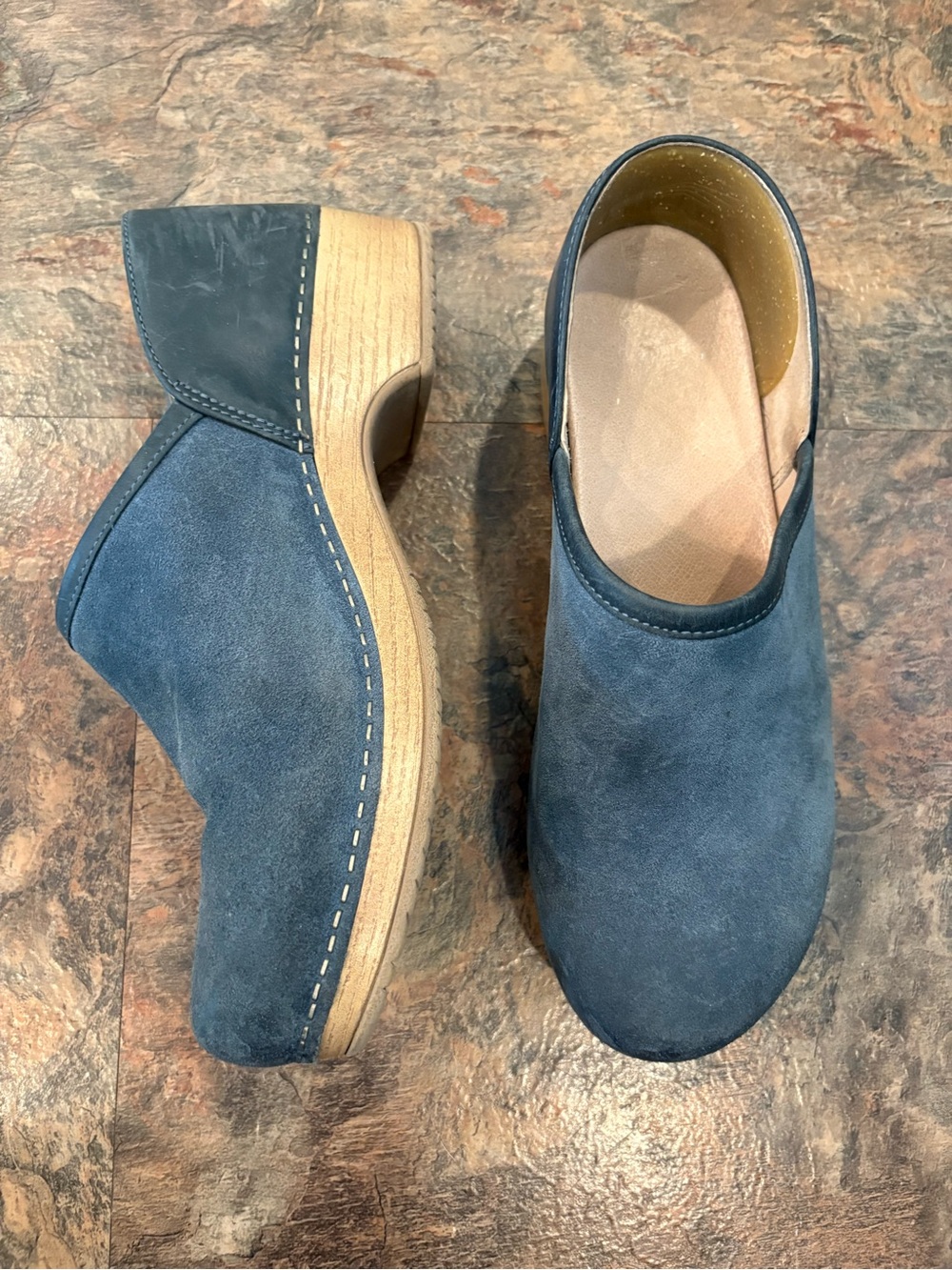 Dansko Brenna suede blue slip on clog 39